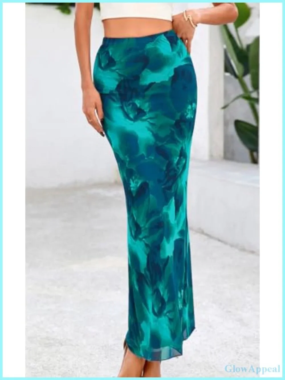 Women's Floral Mesh Bodycon Maxi Skirt High Waisted Fishtail Outfit